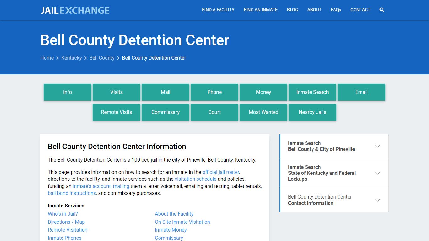 Bell County Detention Center, KY Inmate Search, Information - Jail Exchange